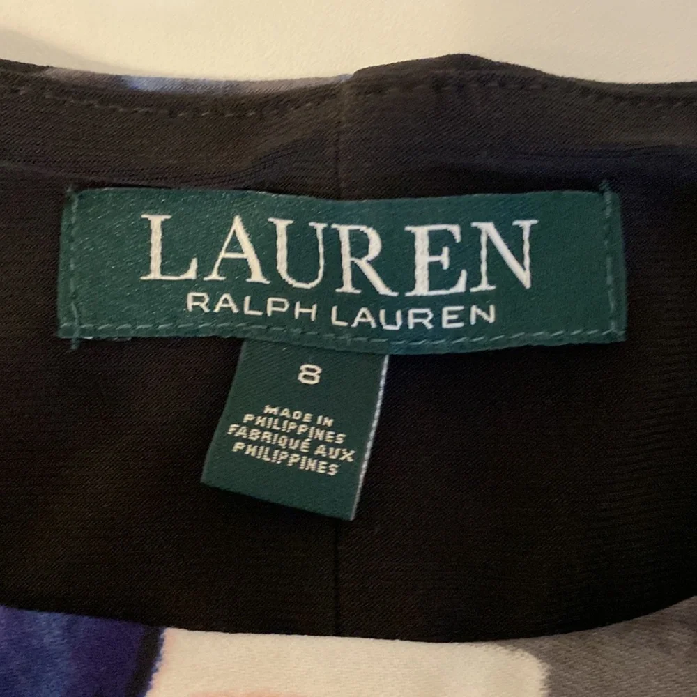 Lauren Ralph Lauren Navy Floral Cap-Sleeve Dress size 8 fully lined - Picture 11 of 12